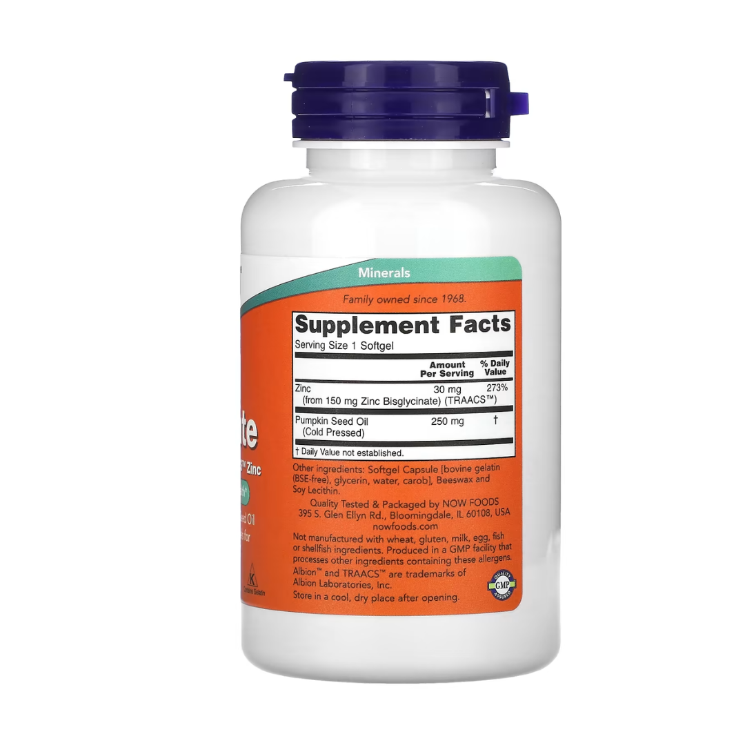 NOW Foods, Zinc Glycinate, 120 Softgels