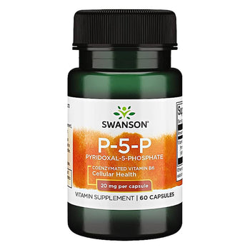 Swanson P-5-P (Pyridoxal-5-Phosphate) Coenzymated Vitamin B-6, 20 Milligrams 60 Capsules
