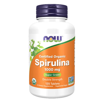 NOW Spirulina Double Strength, 1000 mg Organic 120 Tablets